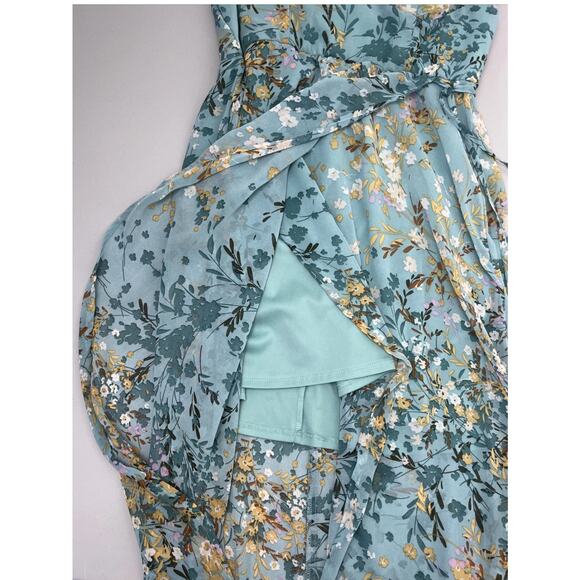 Lily Rose womens teal blue multi color floral, spaghetti strap hi-low dress XXL - Picture 8 of 10
